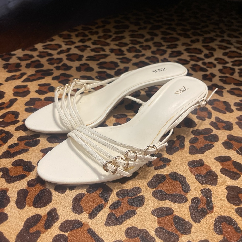 Zara Cream Strappy Heeled Sandals